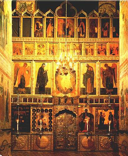The iconostasis of the Annunciation Cathedral in Moscow Kremlin