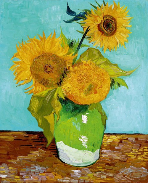 Three Sunflowers 1888 oil on canvas priv coll sm