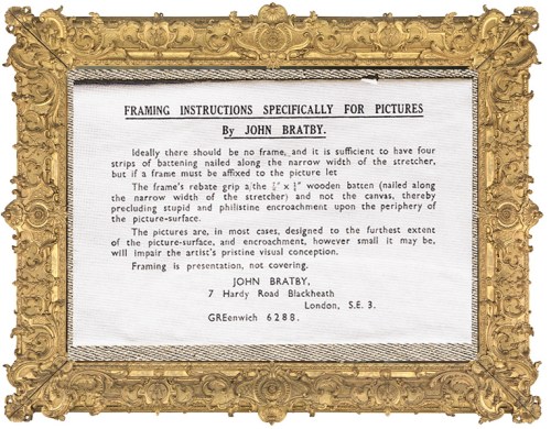 Bratby label in frame