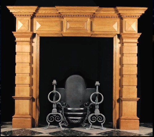 British Arts & Crafts oak chimneypiece c1890 Westland London