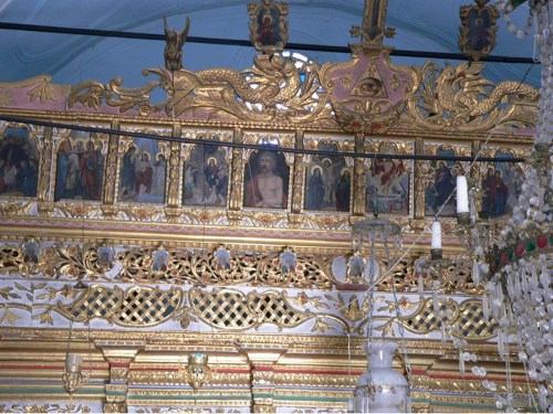 Iconostasis Stavros from Chios C19 detail crest Evangelistria Vouno Chios
