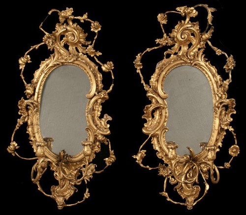 15 EW Savory Pair of giltwood & compo girandoles PICTURE only