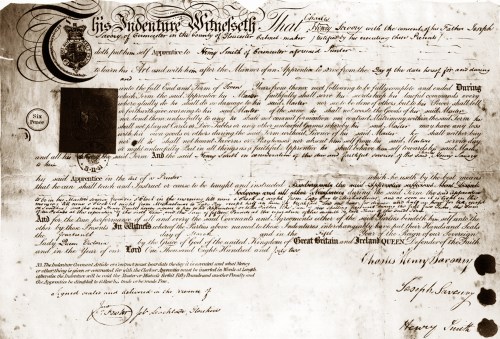7 Charles H Savory 1842 Indenture as printer s apprentice ed sm