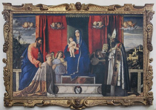 Bellini The Madonna and Child with Doge Barbarigo 1482 San Pietro Martire Murano sm