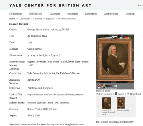 Yale Center for British Art George Bear portrait Panel frame