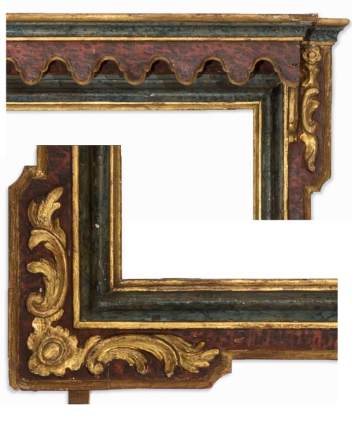 Lot 1 Spanish faux marbre polychrome frame C18 details