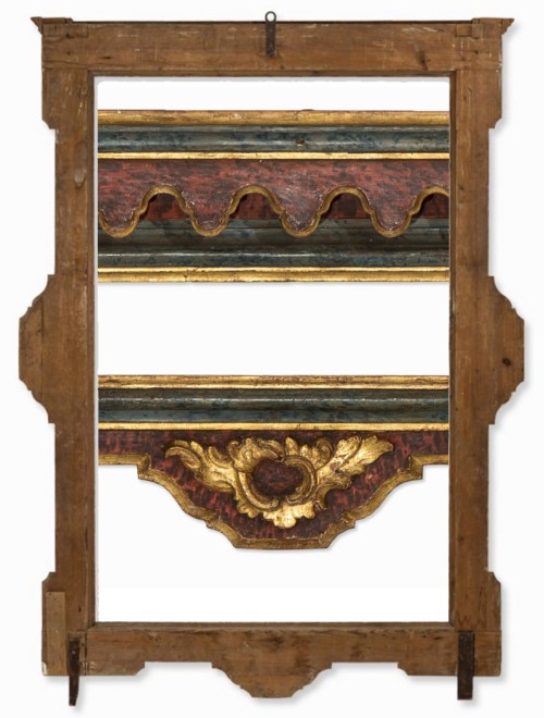 Lot 1 Spanish faux marbre polychrome frame C18 reverse & details