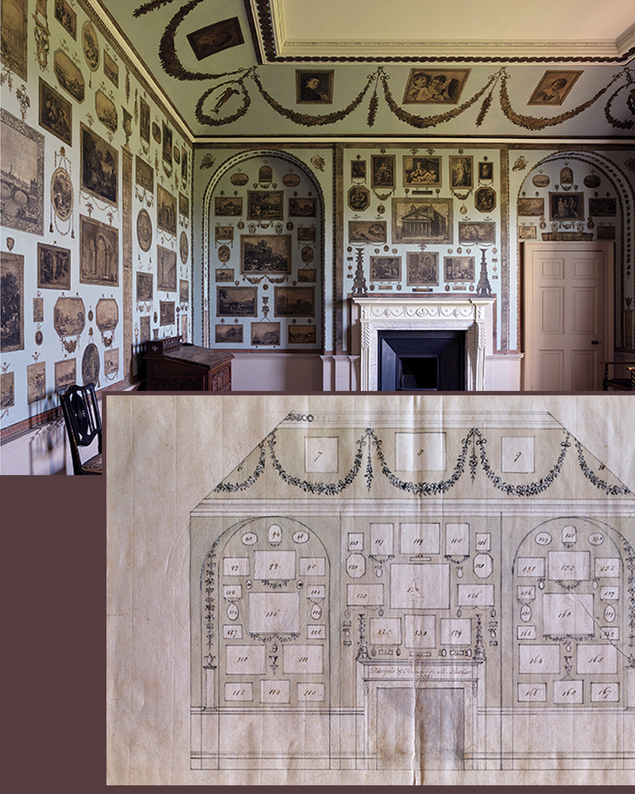 34B Woodhall Park 1782 Print Room + elevation