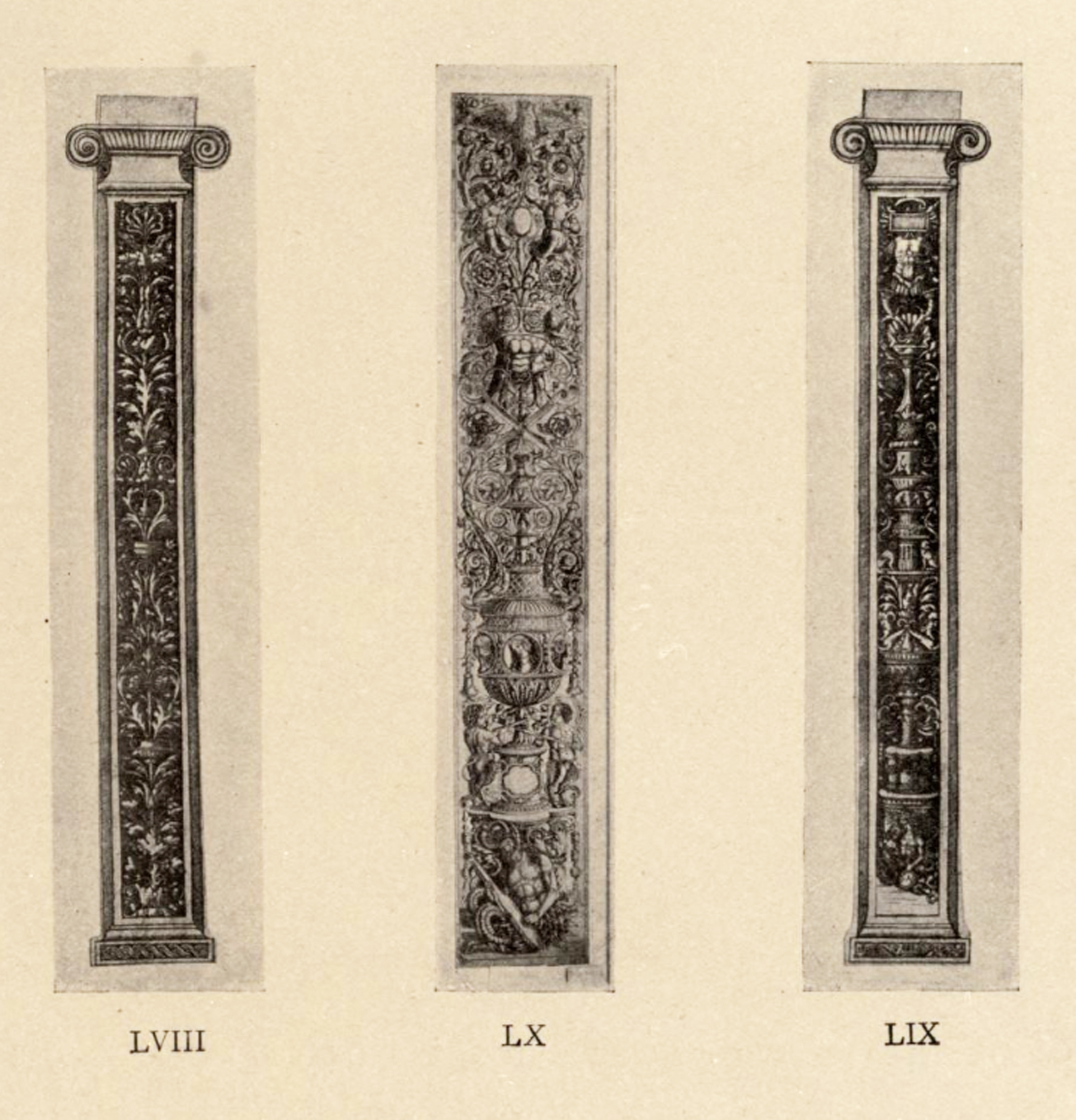 9 Zoan Andrea Panels of vertebrate &amp; candelabrum ornament pub Arthur Hind