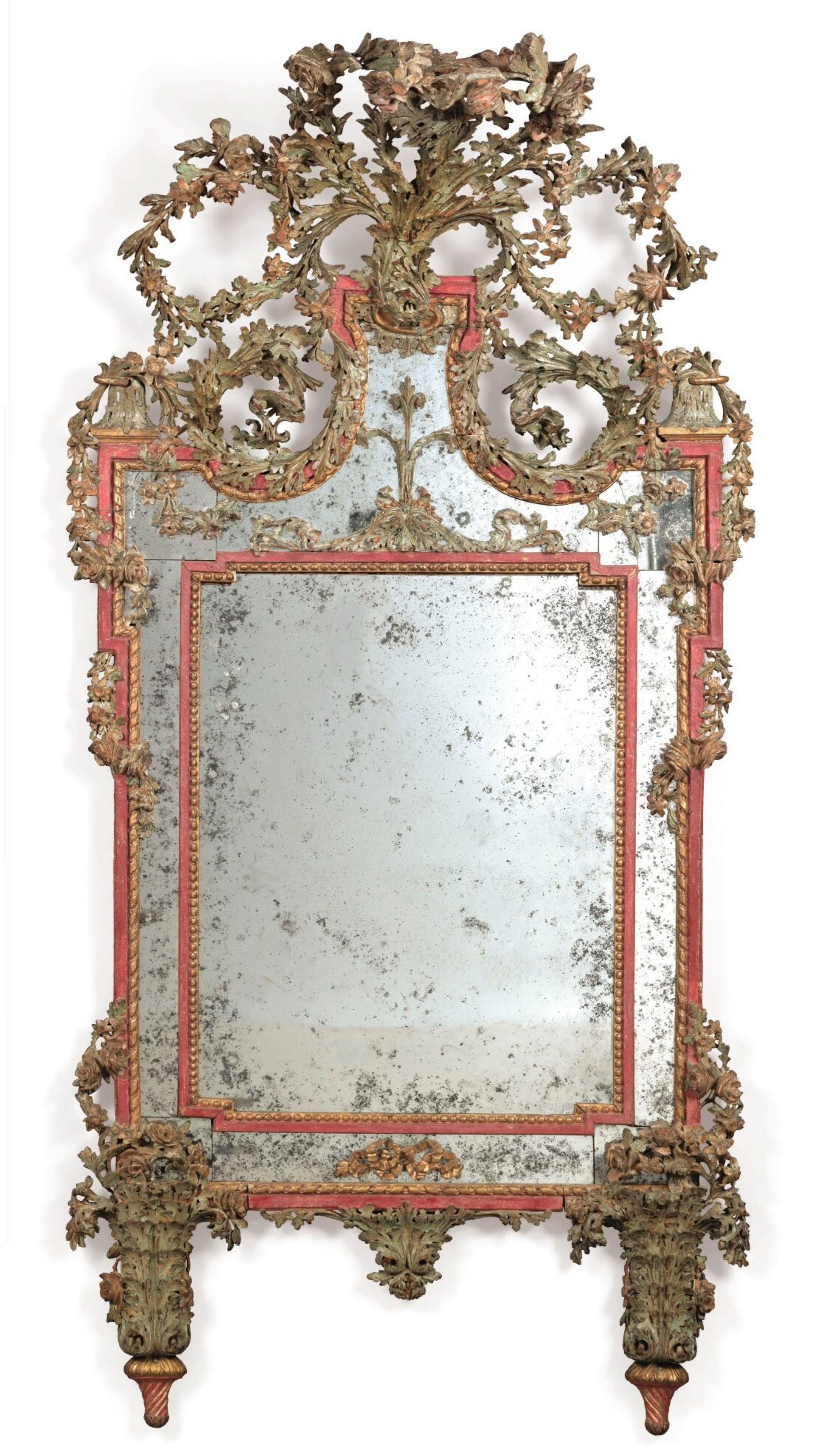 3A Bonzanigo attrib Italian polychrome painted carved giltwood mirror 227.5x99cm fr Vigna Corte di Bonvicino, Moncalieri Sothebys NY 27Oct2017 Lot187