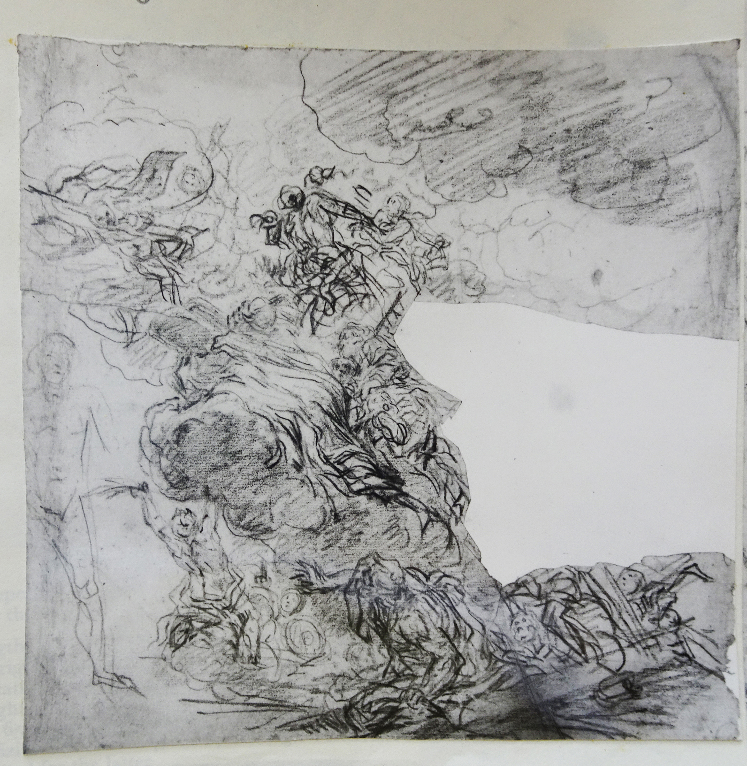 12D Volterrano sheet Figures on clouds black chalk 27x27.5 Sotheby s 1980 Lot 48