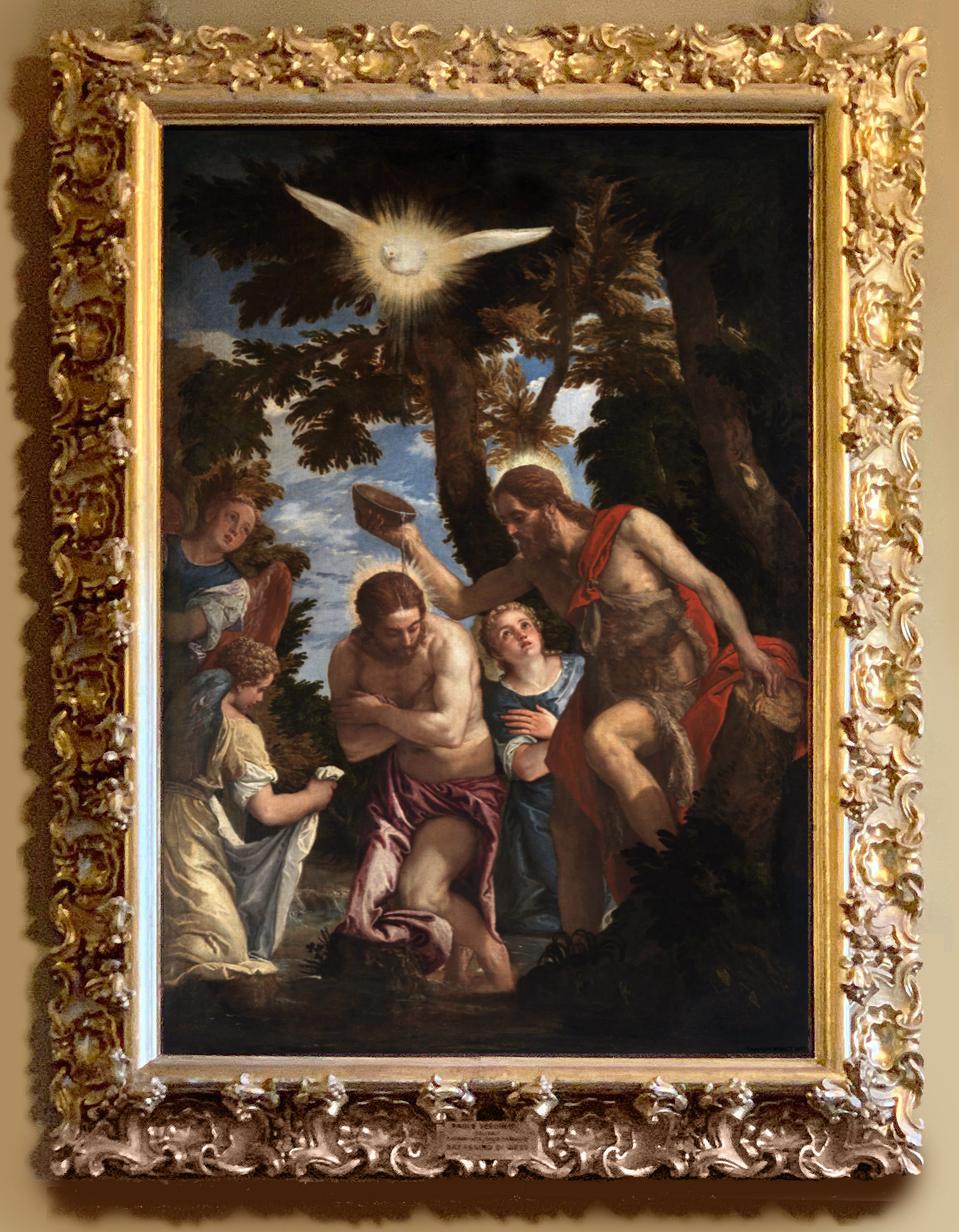 18D Veronese Baptism of Christ c1580 Iliad Room Palatine Gallery Frame designed Volterrano carved Foggini 1667+ 3