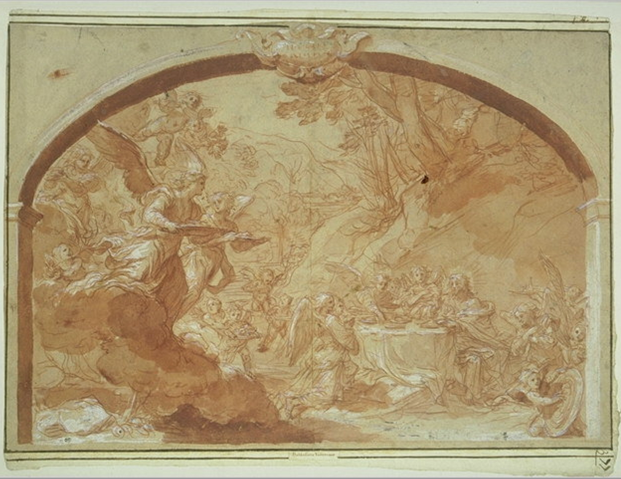 5B Il Volterrano Christ served by angels 1650 34.3x48.8cm Inv 1169 Cabinet des dessins Mus du Louvre