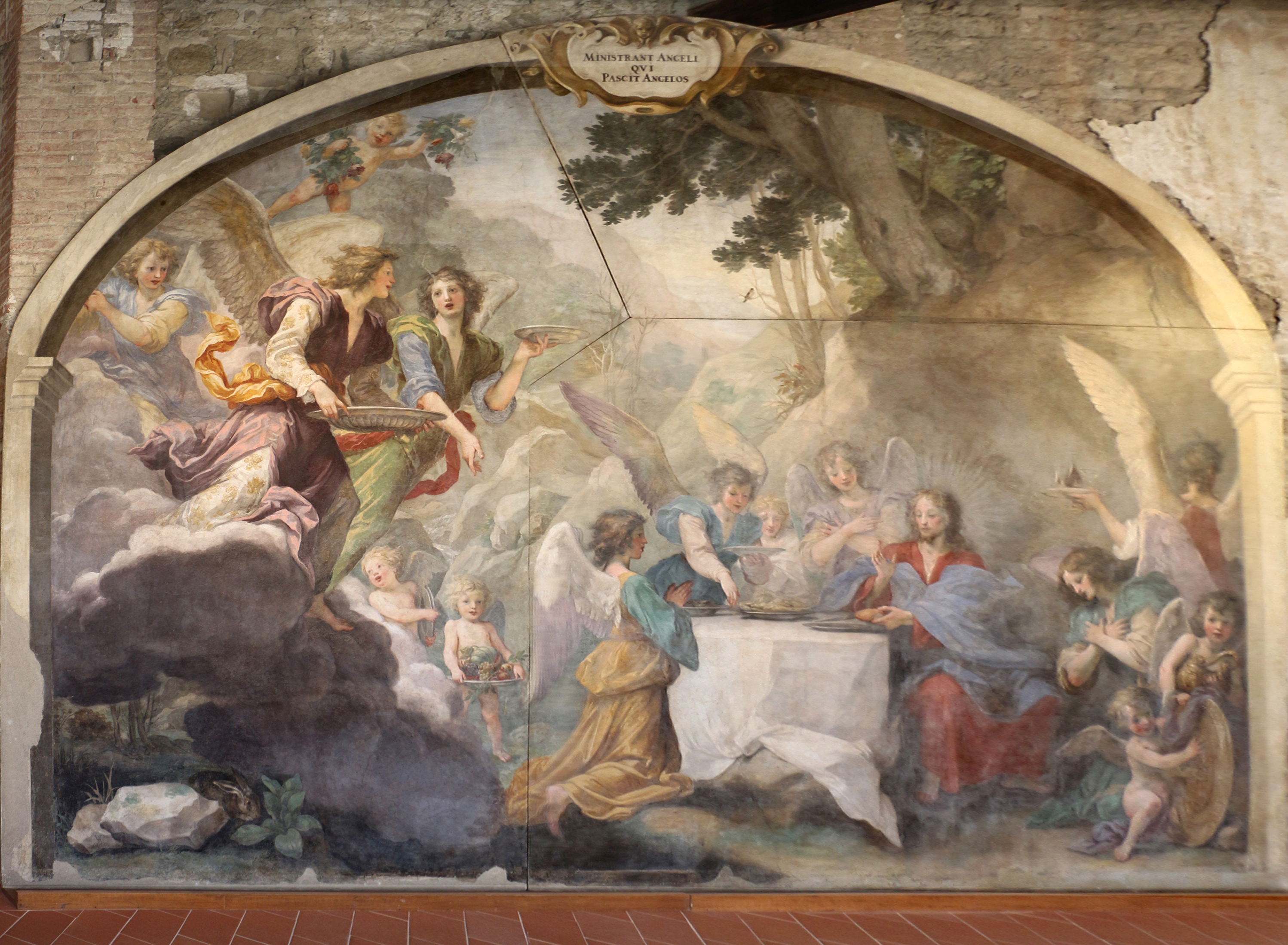 5C Il Volterrano Christ served by angels 1650 Prato