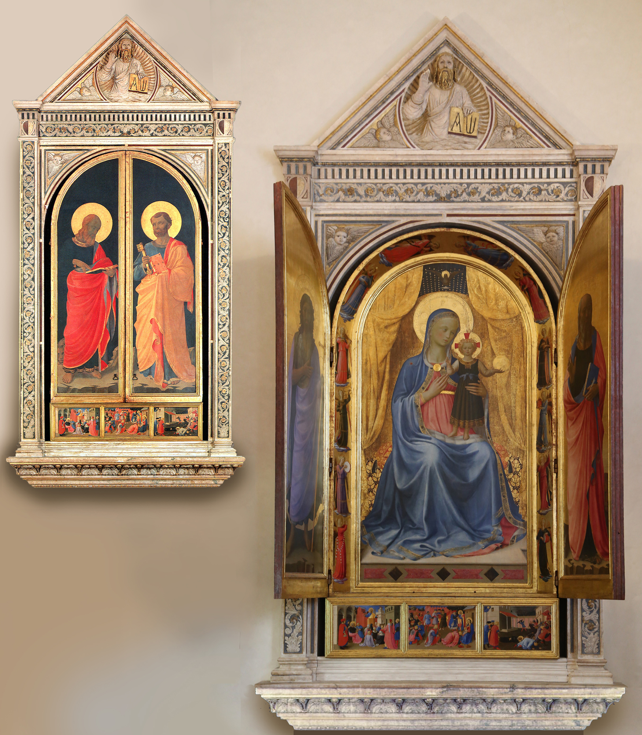 4 Fra Angelico &amp; Lorenzo Ghiberti Tabernacolo dei Linaioli 1432 260x330cm Museo di San Marco Florence