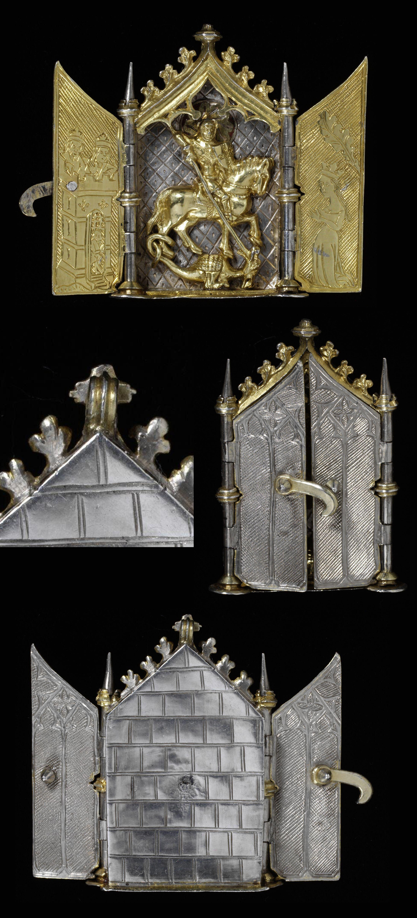 12 Silver gilt triptych St George V &amp; A 1