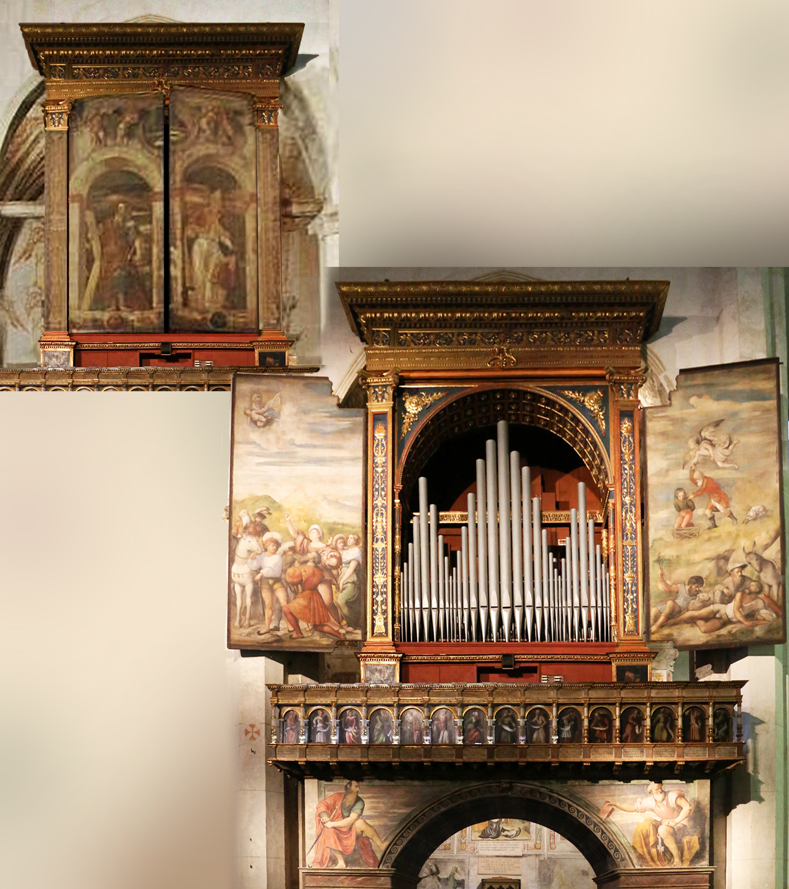 22A Organ painted by Romanino Cathedral of Asola open &amp; shut