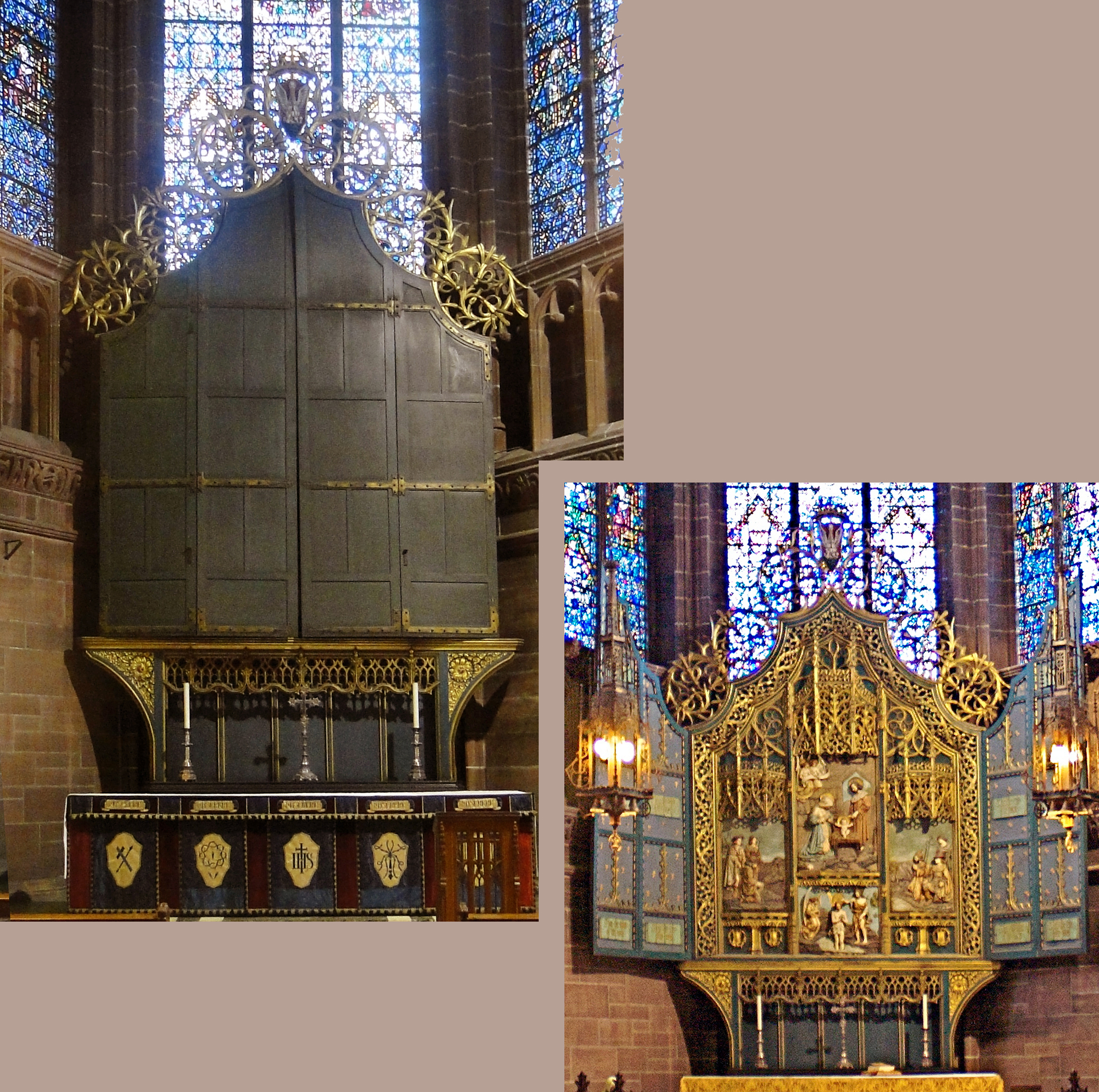 25 Altarpiece shuttered for Lent 2010 &amp; unshuttered Lady Chapel Liverpool Anglican Cathedral